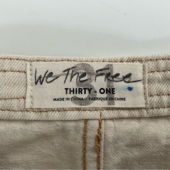Free People We The Free Mom Jeans Sz 31 Ivory Retro Frayed Hem Pleated High Rise - Picture 3 of 12